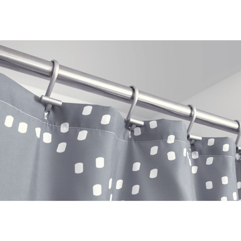 iDesign Geometric Fabric Dotted Shower Curtain Water-Resistant