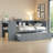 Premium Twin Size Daybed With Trundle – Solid Wood Daybed Frame Featuring Ample Storage Drawers And Side Shelves, Built-In Desk For Multifunctional Use, No Spring Box Needed, Gray-757360096-757360126