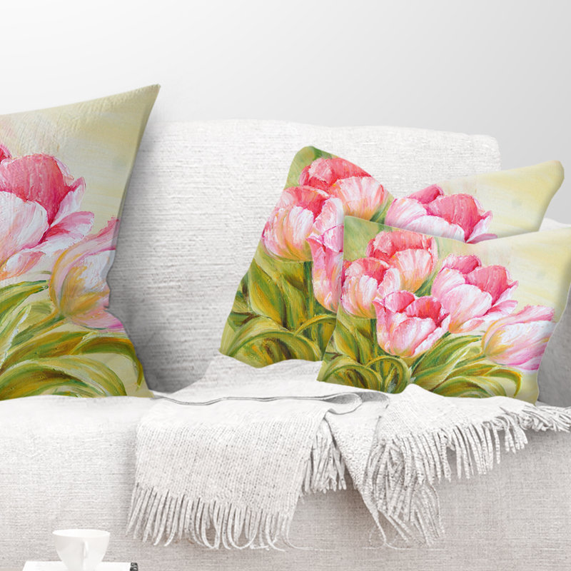 Coussin lombaire floral bouquet de tulipes