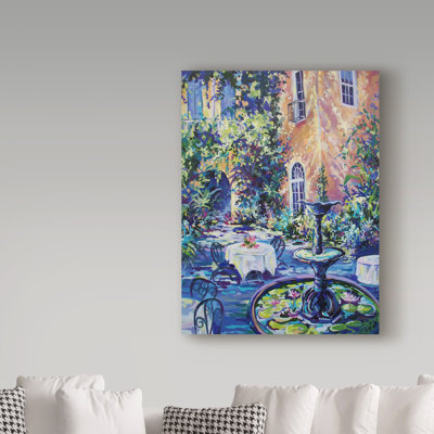 'New Orleans Courtyard' Acrylic Painting Print on Wrapped Canvas