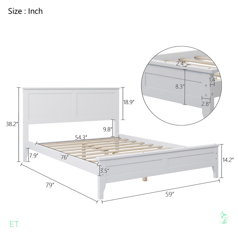 Lit plateforme Modern, Double, Blanc