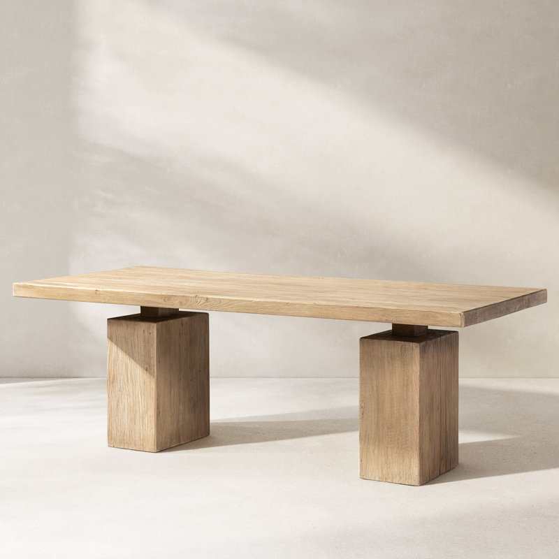 Table de salle à manger en bois d'orme massif récupéré 85 po pour 8 personnes Calder
