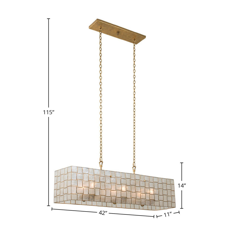 Roxy 6 LT Oxidized Gold Leaf Linear Pendant Kalco