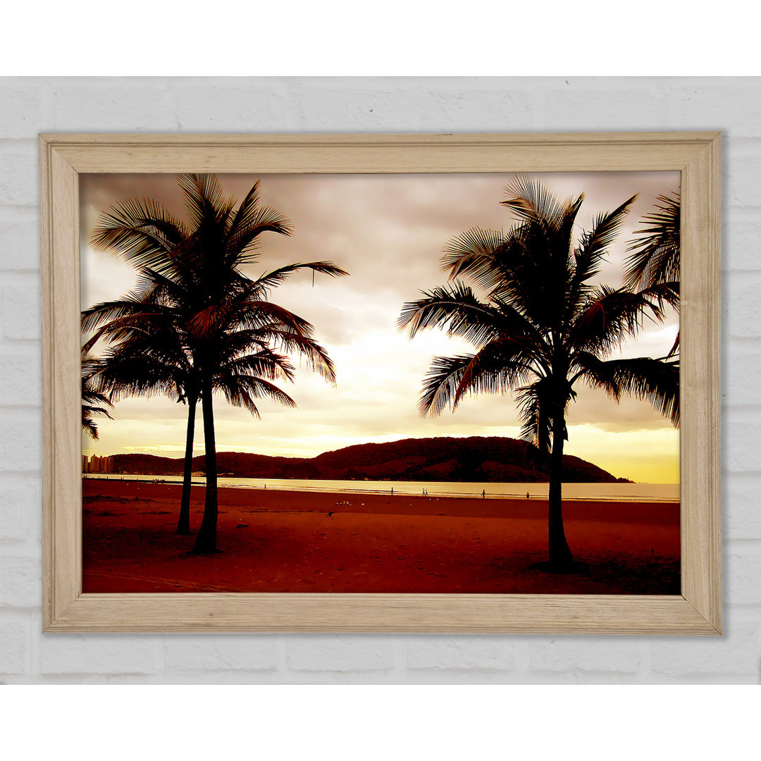 Beach Palmtree Bergblick - Drucken