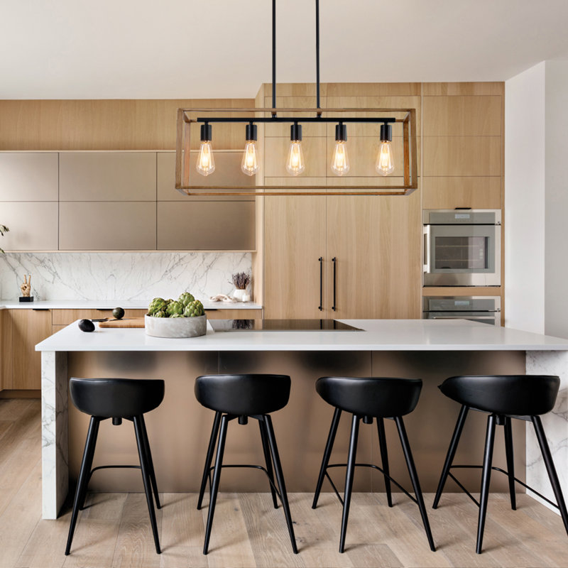 Lustre linéaire à 5 lumières pour îlot de cuisine Euan