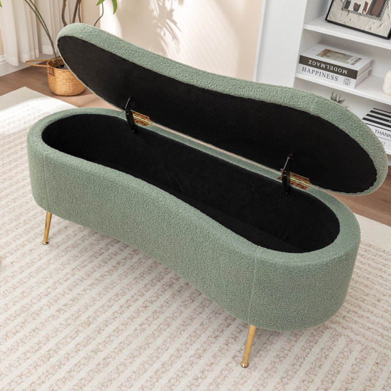 Banc de rangement rembourré Kaybree, Vert