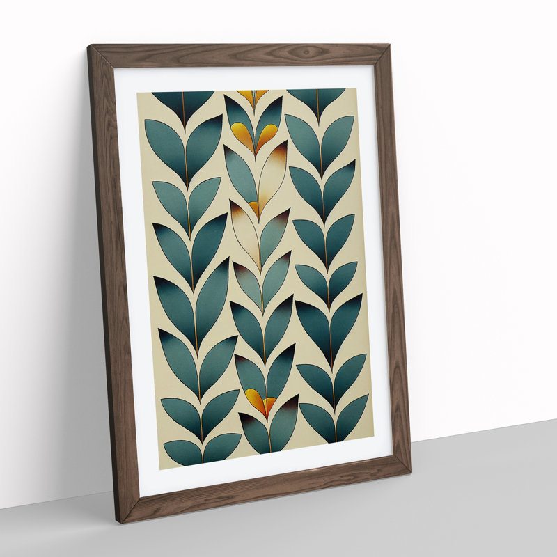 A Bewitching Leaves - Wall Art, 36cm H x 27cm W, Walnut Framed Paper