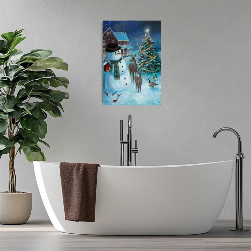 Art mural en toile de Noël et d'hiver sans cadre 24 po x 36 po