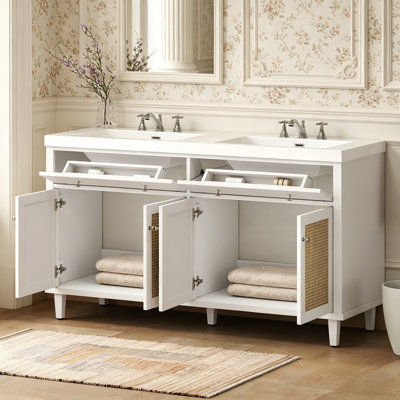 Meuble-lavabo double 60 po avec lavabo et rangement SMC