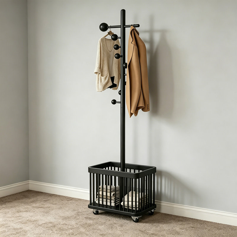 Portemanteau en bois d'hévéa, Black