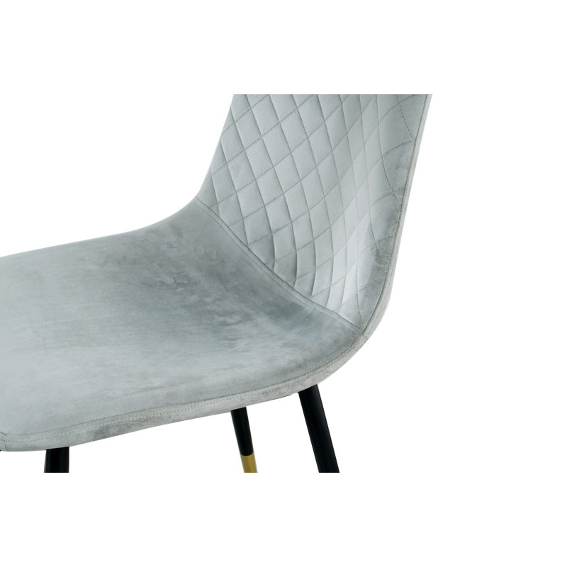 Jacobson 45cm H Velvet Upholstered Metal Upholstered Back Side Chair, Grey