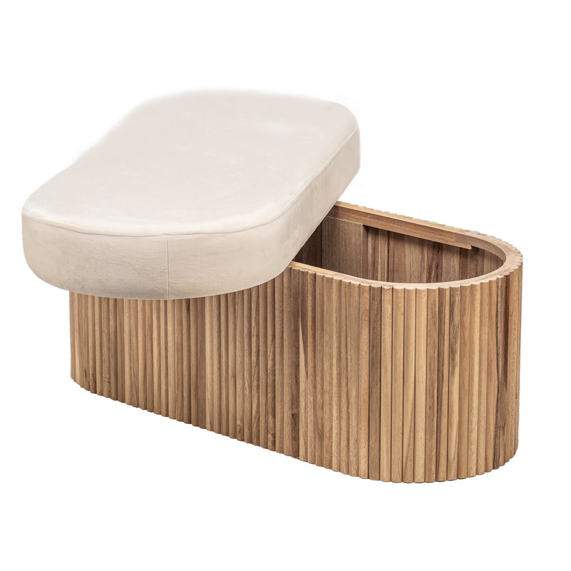 Banc de rangement en velours beige Aguirre