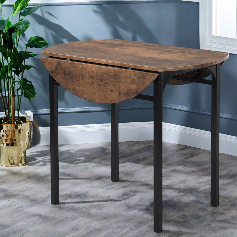 Space-saving Modern Dining Table, Metal Mdf, Rustic Style For Small Kitchens