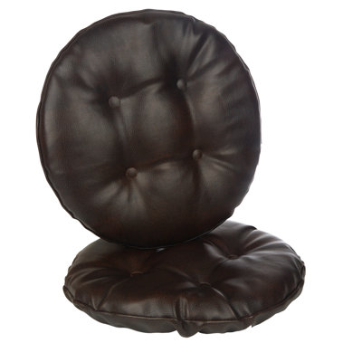 Non-Slip Faux Leather Barstool Seat Cushion, 14-Inches Round