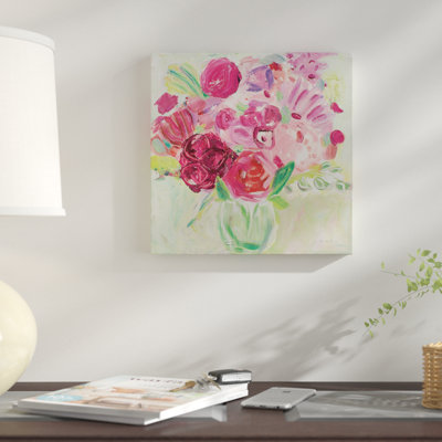 'Pink And Red Florals' Print on Wrapped Canvas