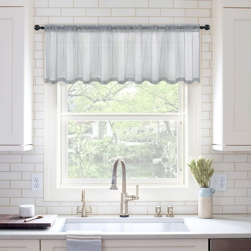 Ian Tailored Window Valance, Dark Gray, 54'' W x 18'' L