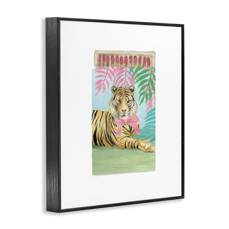 «Tropical Tiger Matchbook», estampe numérique, design par Lanie Loreth, H 14 po x l 11 po, Giclée encadrée noir minuit