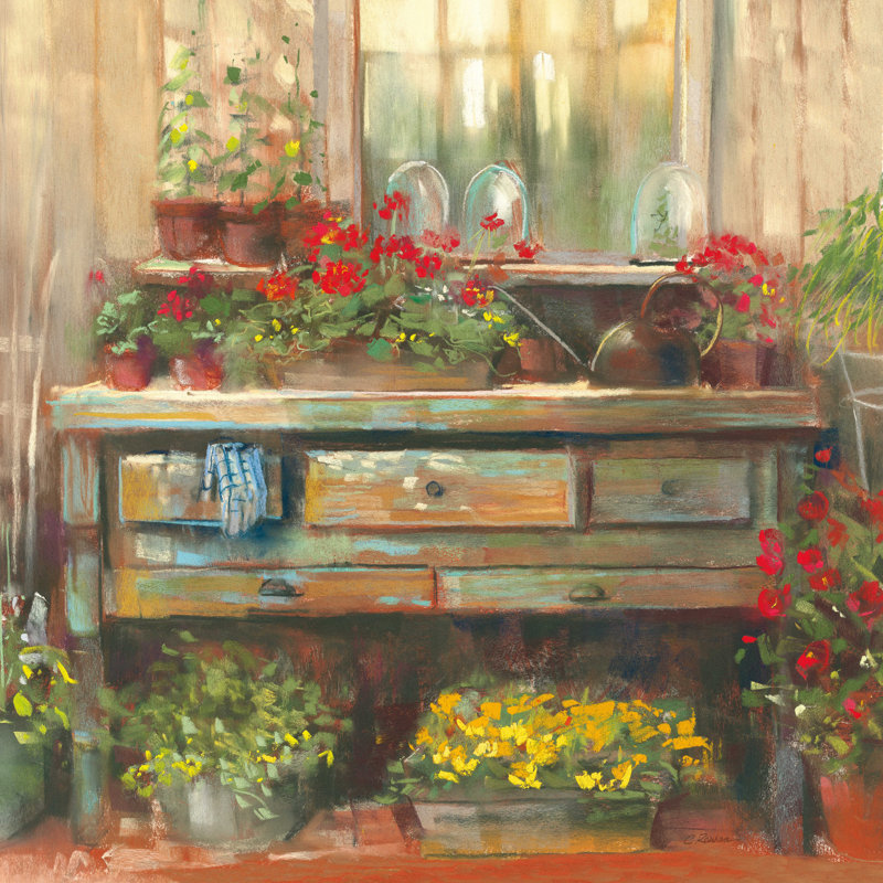 «Gardeners Table» par Carol Rowan - impression sur toile tendue, H 12 po x l 12 po