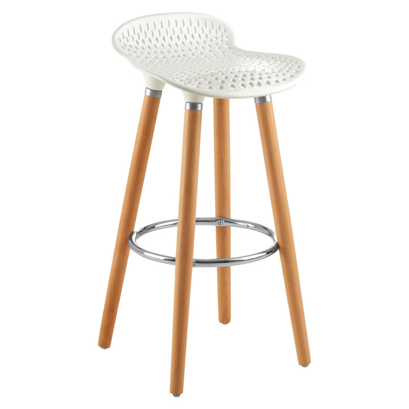 Kai Counter Stool with Solid Wood Frame, White