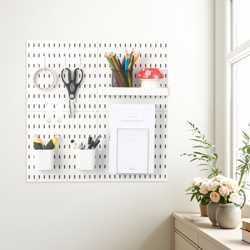Organisateur mural de panneaux perforés 11 x 11 po, Blanc