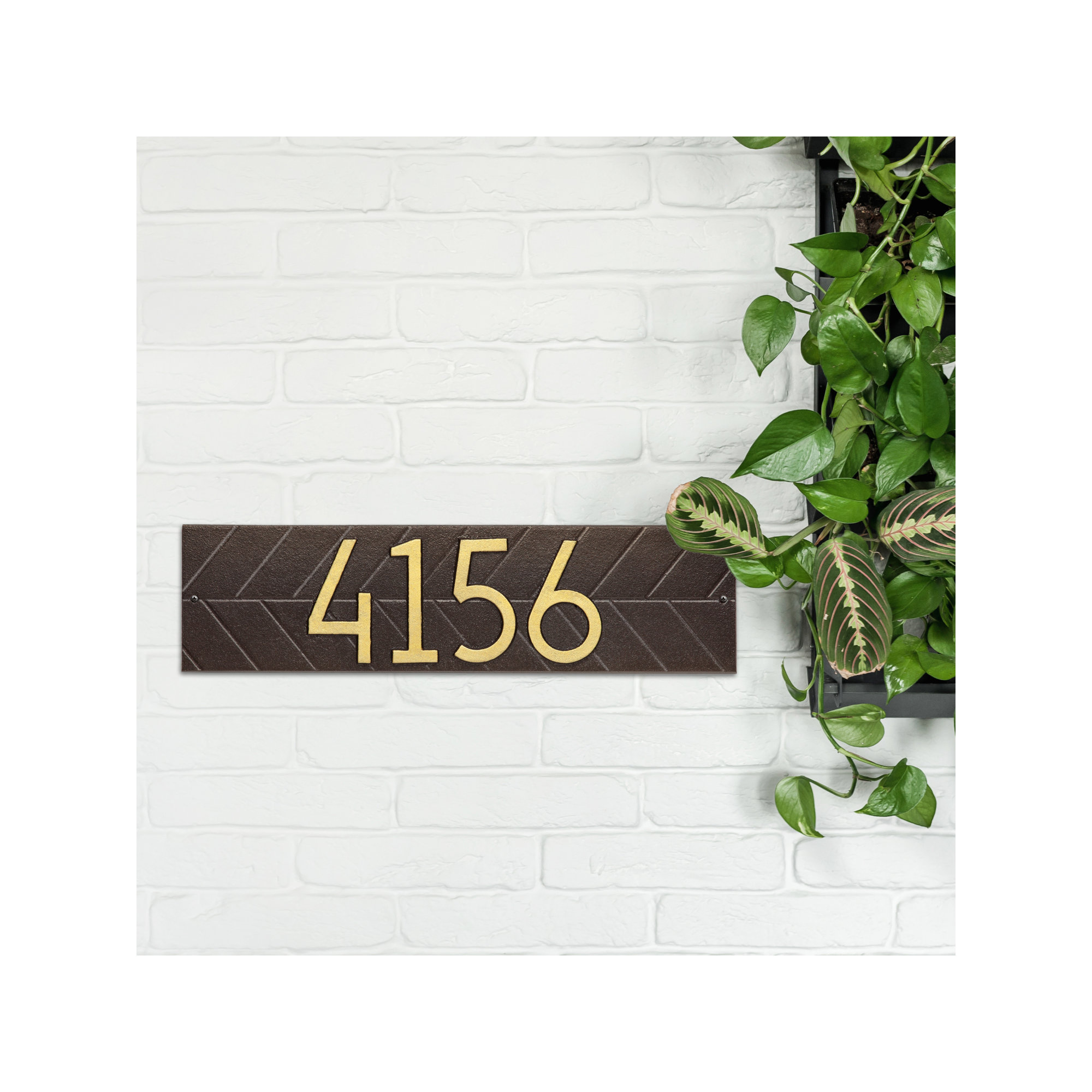 Mid-century Modern Herringbone Wall Plaque, Dark Bronze/Gold, Yes