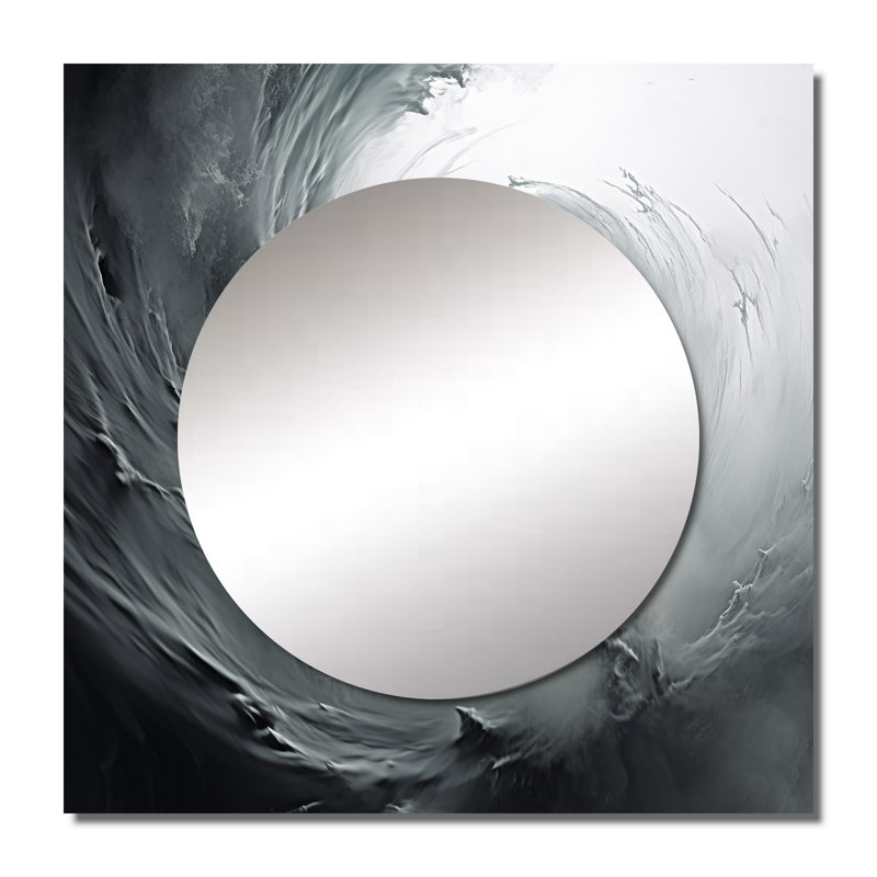 Colisha - Miroir carré gris tourbillon spirale, 29 po x 29 po