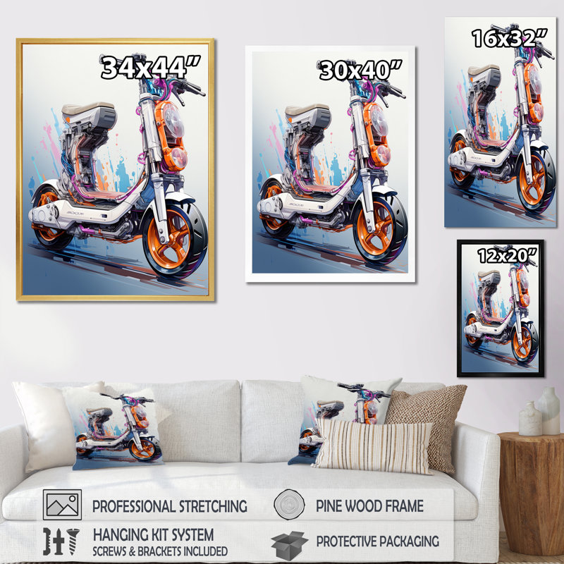 " Scooter Compact Commuter I ", Black Picture Frame, 20" H x 12" W x 1" D