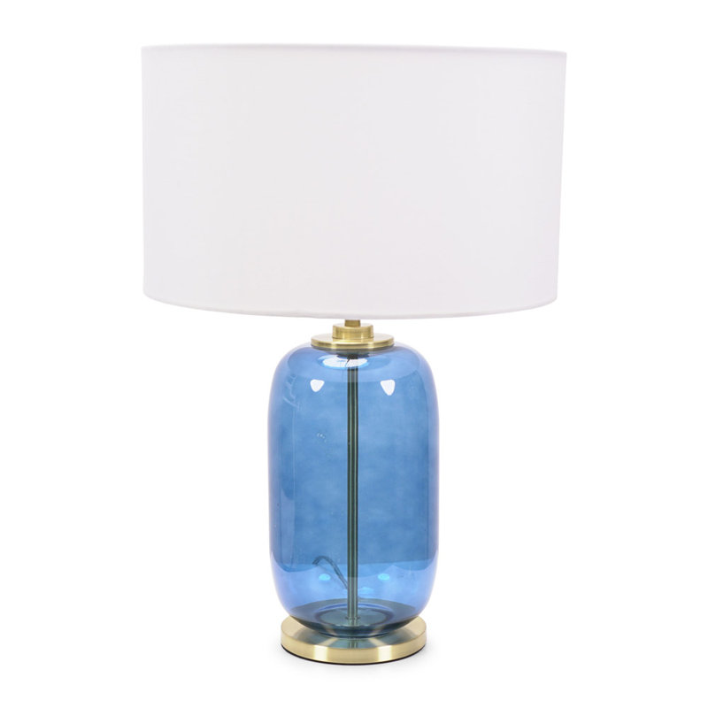 Angula Glass Table Lamp, White, Blue