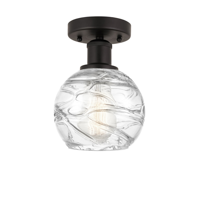 Glass Semi Flush Mount, 8.25" H x 6" W x 6" D, Oil Rubbed Bronze