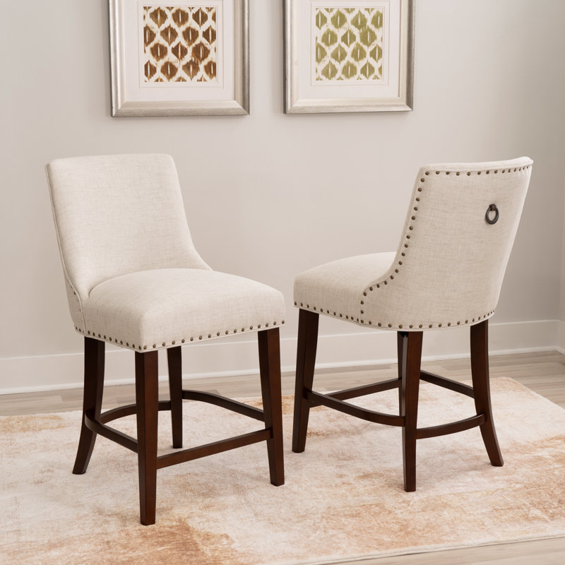 Alejoa Upholstered Nailhead Trim Counter Stool, Counter Stool (25.5" Seat Height)