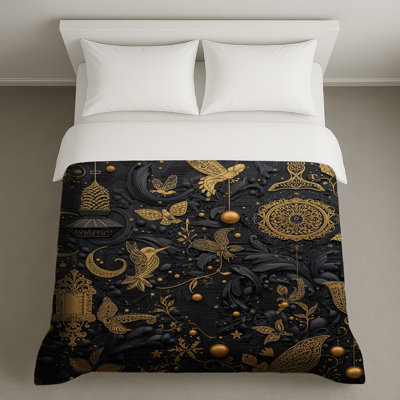 Housses de couette décoratives dorées noires