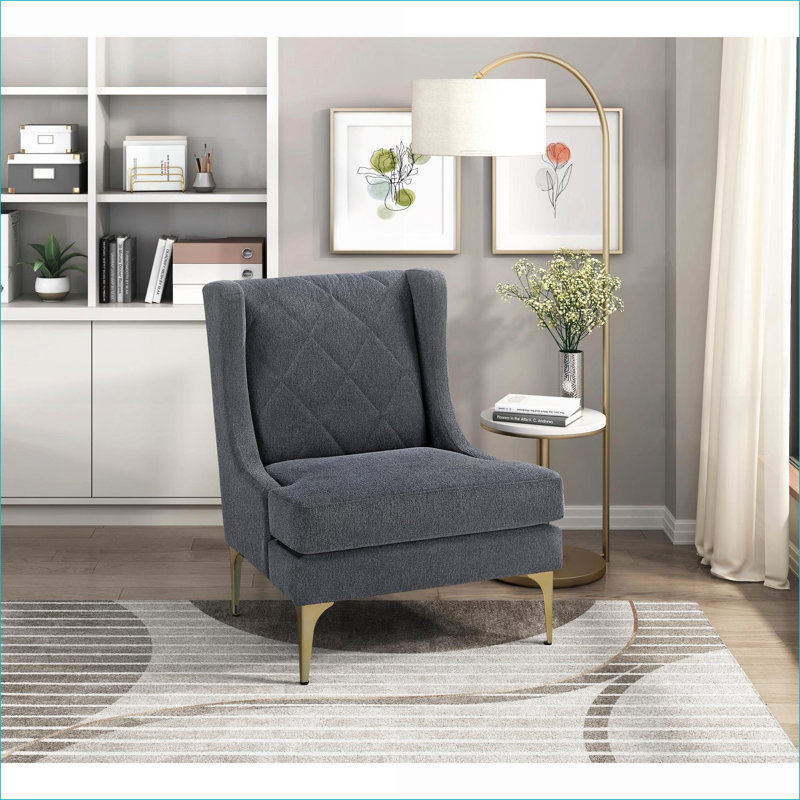 Fauteuil d'appoint moderne en chenille, Gris foncé