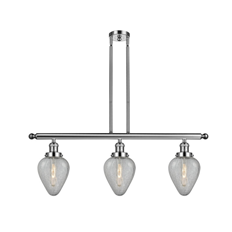 Luminaire suspendu linéaire à 3 lumières pour îlot de cuisine Shauna, Nickel poli