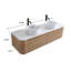 Meuble-lavabo mural de 60 pouces avec lavabo rond blanc à rayures et tiroirs de rangement-483256515-483256512-483256513