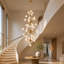 Grand lustre d'escalier moderne en verre 44 lumières (hauteur totale 8,2 pi)