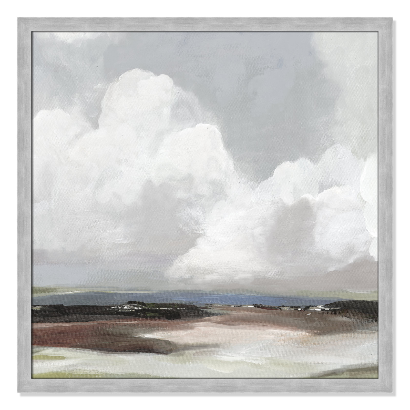 Avron "Morning Air" Painting, 33" H x 33" W x 1.12" D, Matte Silver Framed