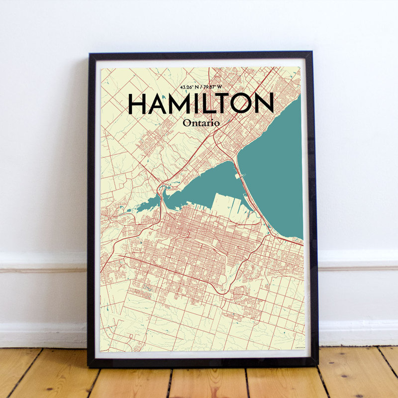 Hamilton City Map - No Frame Print, 91.4cm H x 61cm W x 0.13cm D x 0.13cm D