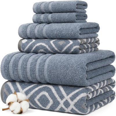 Ensemble de serviettes en jacquard teint en fil 6 pièces et fils Modern Modern Oxford - 100% coton
