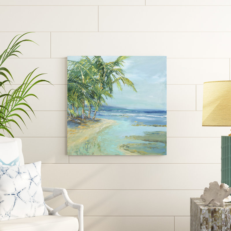 «Blue Coastal Lagoon», peinture sur toile, H 30 po x l 30 po, Toile tendue