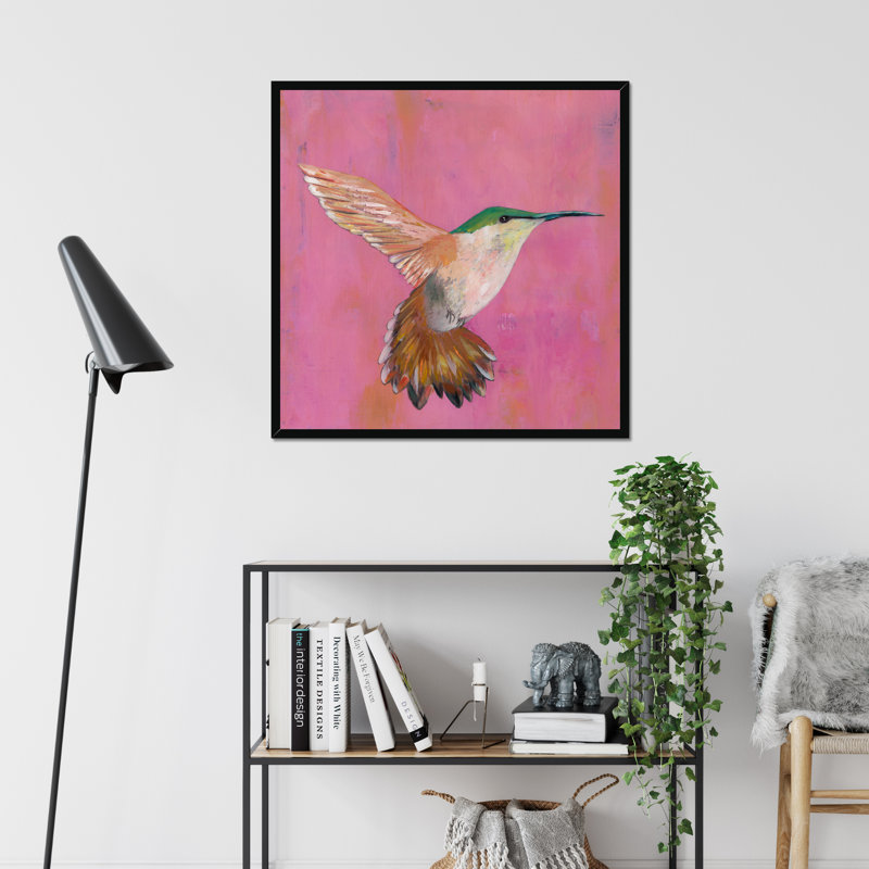 Sweet Hummingbird I by Mehmet Altug - Painting, 80cm H x 80cm W, Black Framed Paper Print