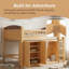 Lit mezzanine simple brun avec rangement, garde-robe et éclairage à DEL-464722270-464722269