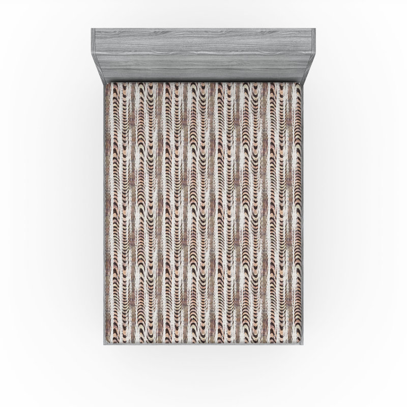 Drap-housse Ambesonne, Brun, taupe chaud / abstrait, Drap-housse de taille très grand
