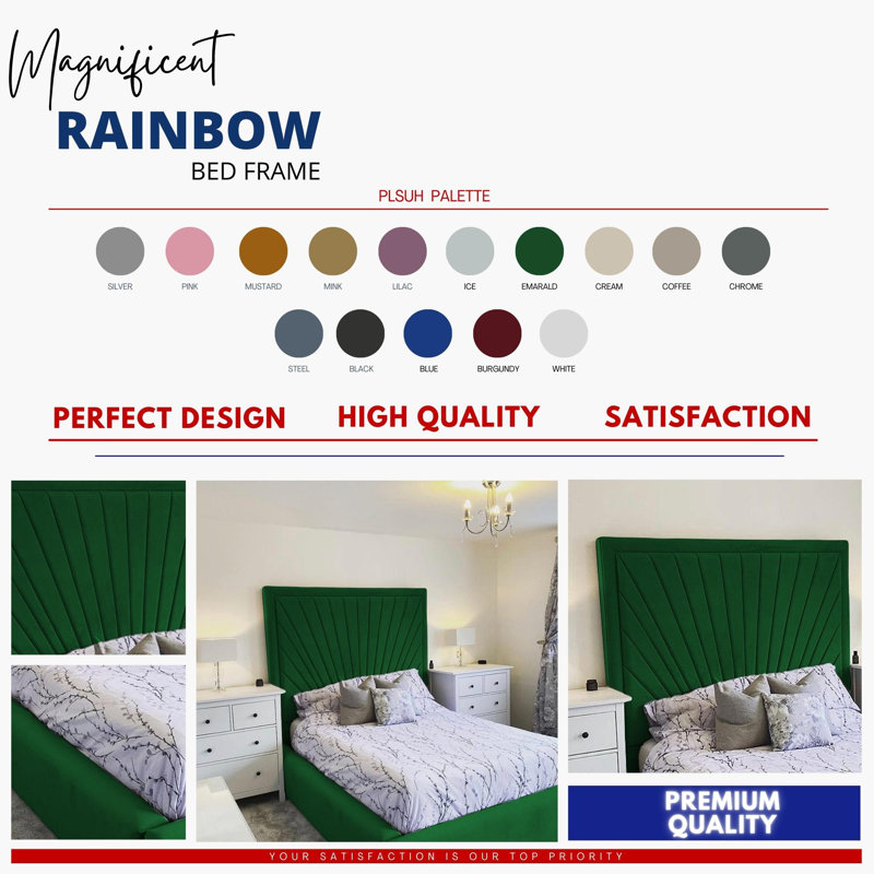 Odie Plush Velvet Upholstered Bed Frame - Sprung Slats, Padded Headboard, Super King (6'), Emarald