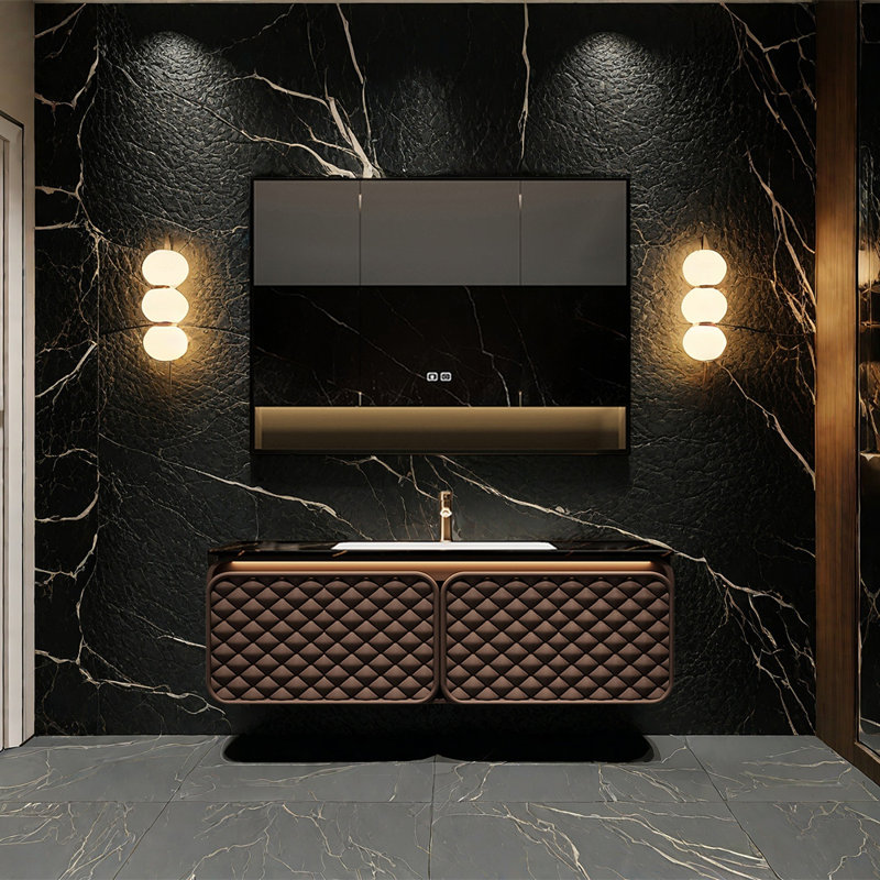 Modern light luxury bathroom cabinet, 19.6" H x 51.1" W x 21.6" D, Brown