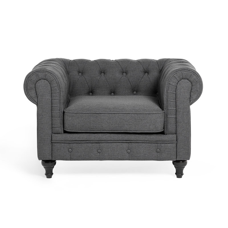 Laila Upholstered Chesterfield Chair, Grey