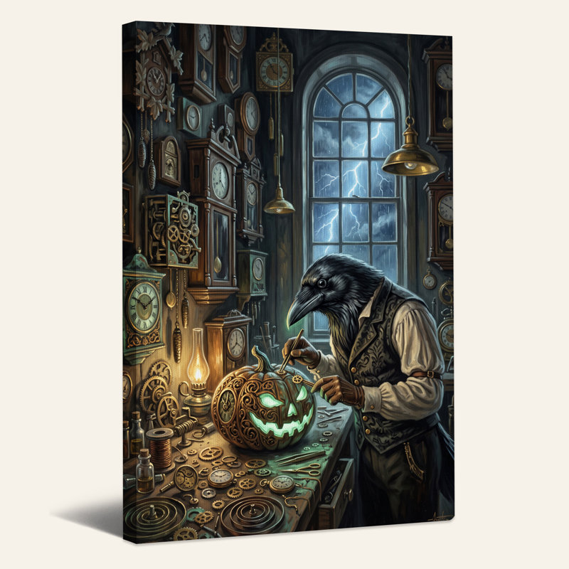 Art mural sur toile Steampunk Raven, H 24 po x l 16 po