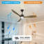 Ventilateurs de plafond en bois avec lumières et télécommande, ventilateur de plafond de 52 po, ventilateur de plafond moderne à lumière DEL de 22 W avec lumières, 3 pales en bois massif ambré, 6 vitesses, moteur CC réversible silencieux