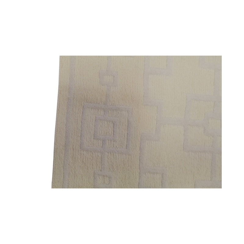 Hand-Knotted High-Quality Silver and White Area Rug
