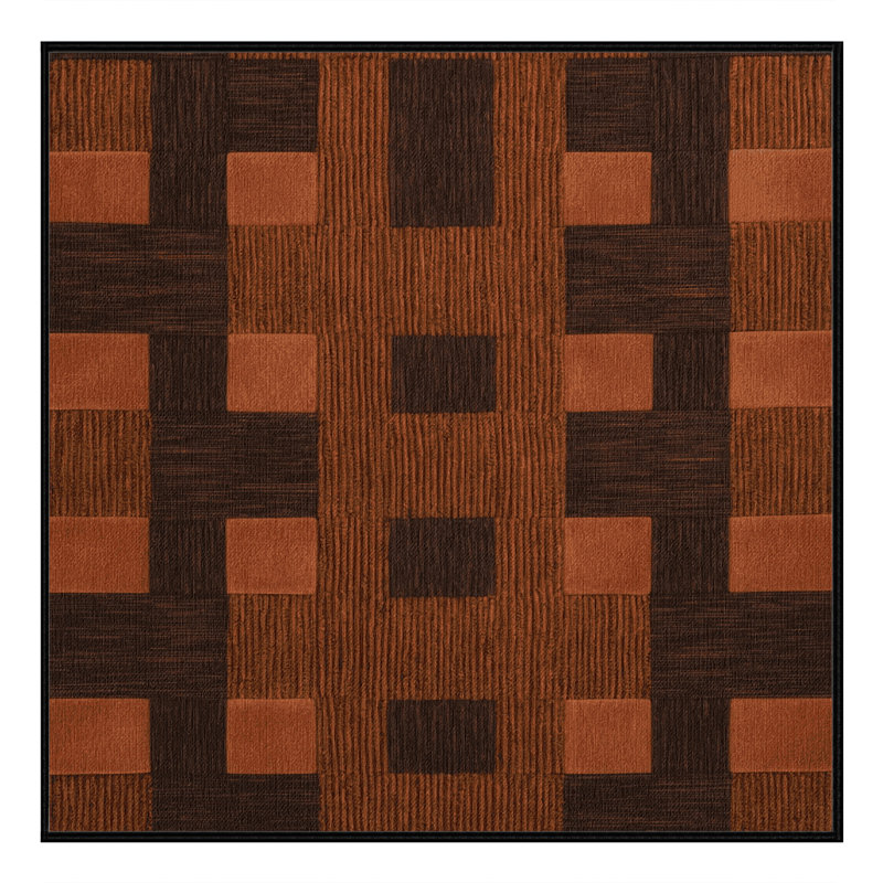 Machine Washable Checkered Black Area Rug, Square 5'