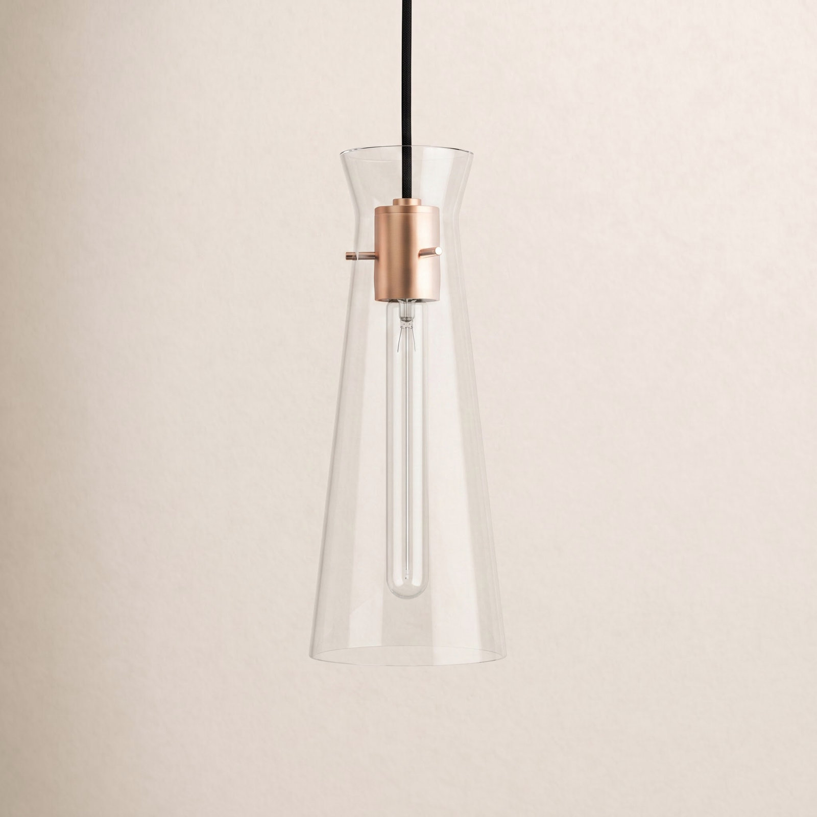 Gena Single Light Glass Pendant, Polished Copper
